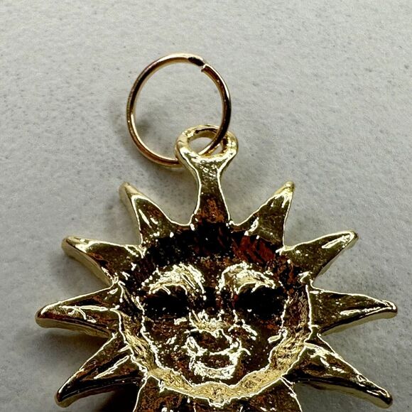 Sun Face Celestial Gold Tone Pendant Charm - Picture 7 of 8